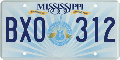 MS license plate BXO312