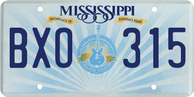 MS license plate BXO315