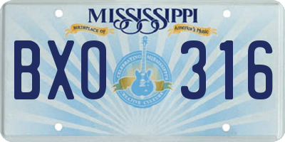MS license plate BXO316