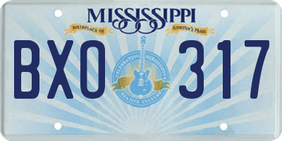 MS license plate BXO317