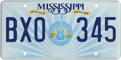 MS license plate BXO345