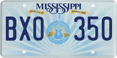 MS license plate BXO350