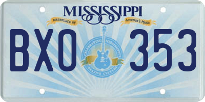 MS license plate BXO353