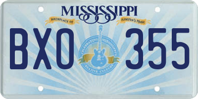 MS license plate BXO355