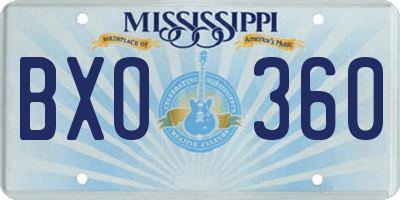 MS license plate BXO360