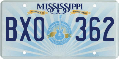 MS license plate BXO362