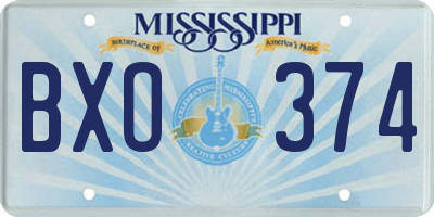 MS license plate BXO374