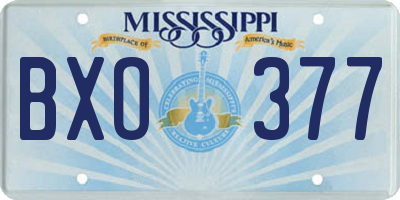 MS license plate BXO377