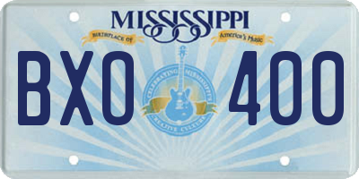 MS license plate BXO400