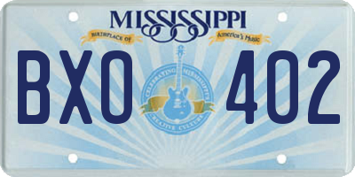 MS license plate BXO402