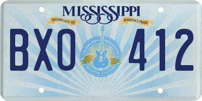 MS license plate BXO412