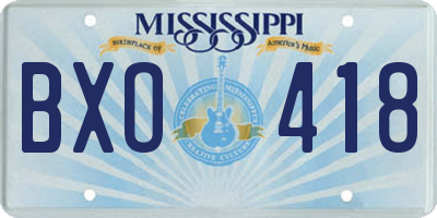 MS license plate BXO418