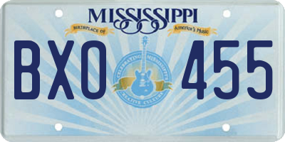 MS license plate BXO455