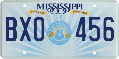 MS license plate BXO456