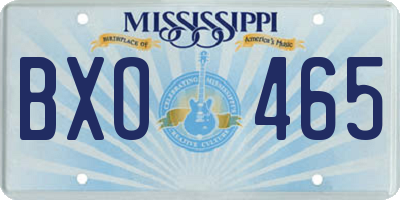 MS license plate BXO465