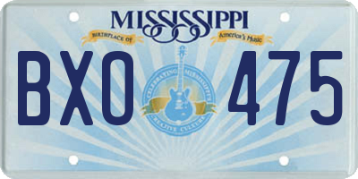 MS license plate BXO475