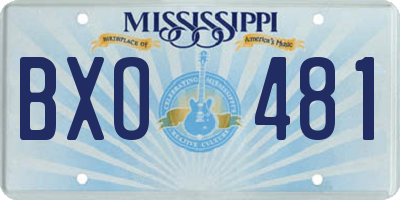 MS license plate BXO481