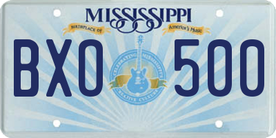 MS license plate BXO500