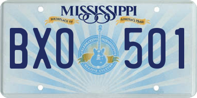 MS license plate BXO501