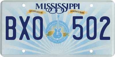 MS license plate BXO502
