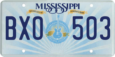 MS license plate BXO503