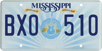 MS license plate BXO510