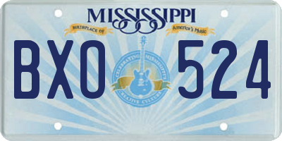 MS license plate BXO524