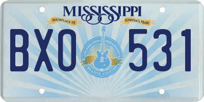 MS license plate BXO531