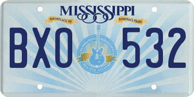 MS license plate BXO532