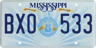 MS license plate BXO533