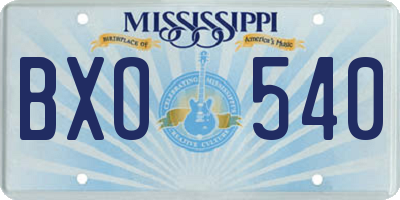 MS license plate BXO540
