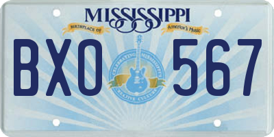 MS license plate BXO567