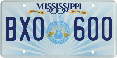MS license plate BXO600