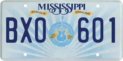 MS license plate BXO601