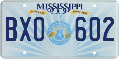 MS license plate BXO602