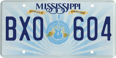 MS license plate BXO604