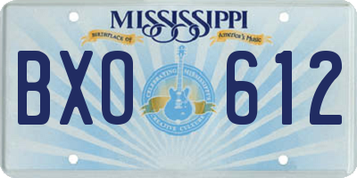 MS license plate BXO612