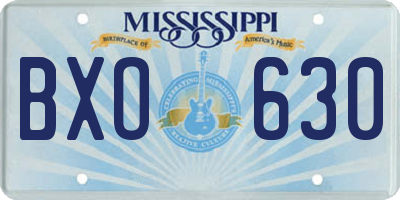 MS license plate BXO630
