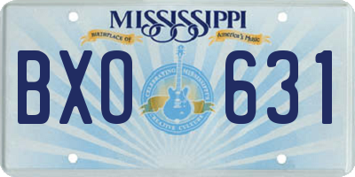 MS license plate BXO631