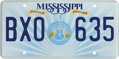 MS license plate BXO635