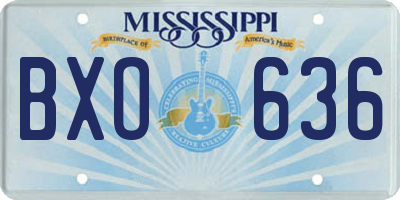 MS license plate BXO636