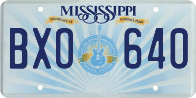 MS license plate BXO640