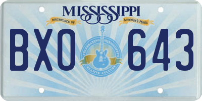 MS license plate BXO643