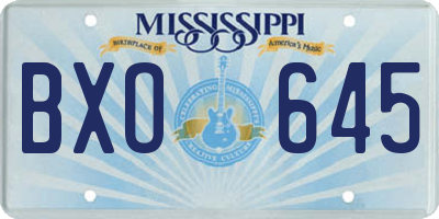 MS license plate BXO645