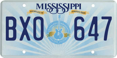 MS license plate BXO647
