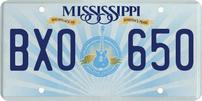 MS license plate BXO650