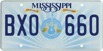 MS license plate BXO660