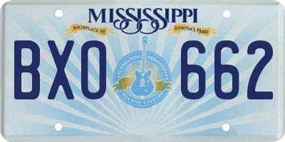 MS license plate BXO662