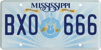 MS license plate BXO666