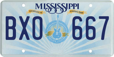 MS license plate BXO667